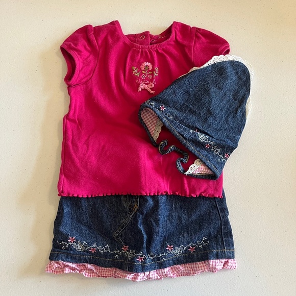 Little Me Other - Little Me skirt (with attached unders) t-shirt and handkerchief headband hat